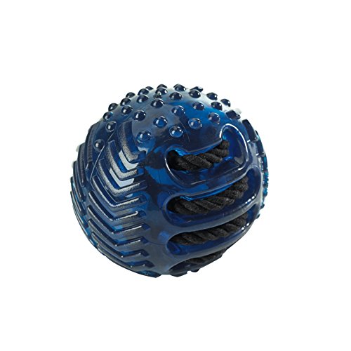 Tpr Ball With  Black Cotton Rope, 9 Cm Blue  Pack Of 3 | Hunter