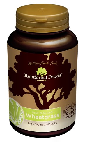 Rainforest Foods Organic New Zealand Wheatgrass Capsules 500mg Pack of 140
