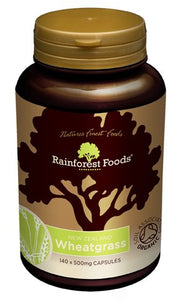 Rainforest Foods Organic New Zealand Wheatgrass Capsules 500mg Pack of 140