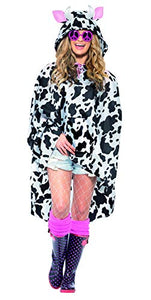 Smiffys Adult Unisex Cow Party Poncho, Drawstring Bag, Party Ponchos, Serious Fun, One Size, 27606