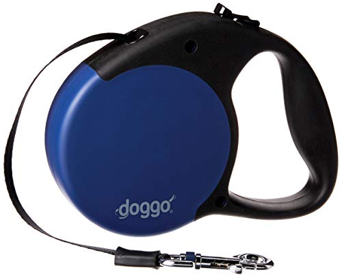 Doggo Everyday Retractable Dog Lead With Soft Grip Handle, Blue, Medium | Doggo