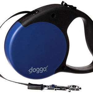 Doggo Everyday Retractable Dog Lead With Soft Grip Handle, Blue, Medium | Doggo