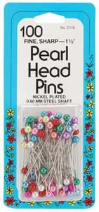 Pearl Head Pins, 0.66mm Steel Sharf, 1-1/2" Nickel Plated Pin, 100/Pkg
