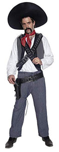 Smiffys Adult men's Authentic Western Mexican Bandit Costume, Shirt, Waistcoat, trousers and Scarf, Western, Serious Fun, Size M, 34292