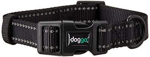 Doggo Reflective Everyday Nylon Dog Collar, Black, Medium | Doggo