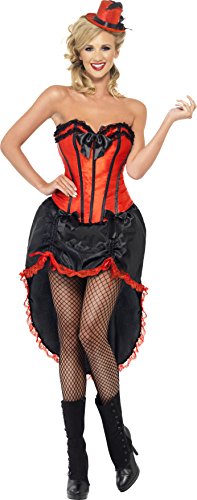 Smiffy's Burlesque Dancer Costume with Corset and Adjustable Skirt - Red, Large