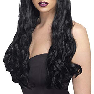 Smiffys Desire Curly Wig with Fringe - Long, Black