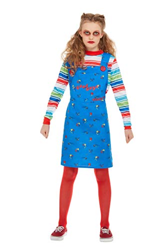 Smiffys 82006S Officially Licensed Chucky Costume, Girls, Blue, S - Age 4-6 years