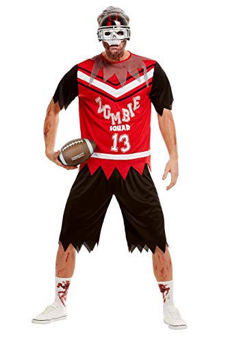 Smiffys 51065XL Zombie Footballer Costume, Men, Red, XL - Size 46"-48"