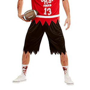 Smiffys 51065XL Zombie Footballer Costume, Men, Red, XL - Size 46"-48"