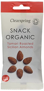 Clearspring Organic Tamari Roasted Sicilian Almonds Snack, 30g (Pack of 15)