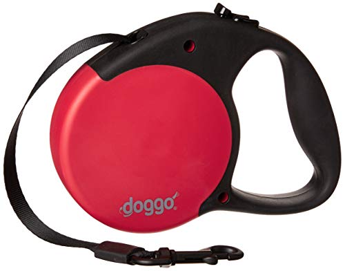 Doggo Everyday Retractable Dog Lead With Soft Grip Handle, Red, Medium | Doggo