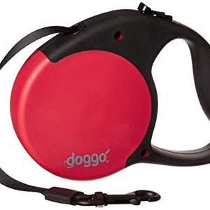 Doggo Everyday Retractable Dog Lead With Soft Grip Handle, Red, Medium | Doggo