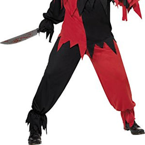 Smiffys Adult men's Dark Jester Costume, Top, trousers and Hat, Cirque Sinister, Halloween, Size L, 32707