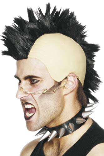 Smiffys Men's Black Mohawk Wig, One Size, Mohican Wig, 42210