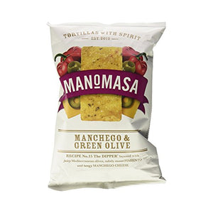 Manomasa Manchego and Green Olive Tortilla Chips, 100 g
