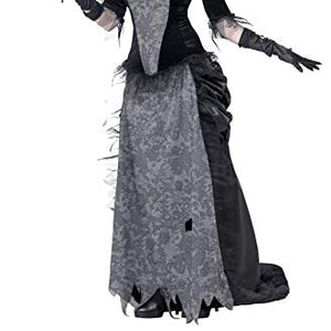 Smiffys Adult Women's Ghost Town Black Widow Costume, Top, Skirt and Hat, Ghost Town, Halloween, Size: S, 24575