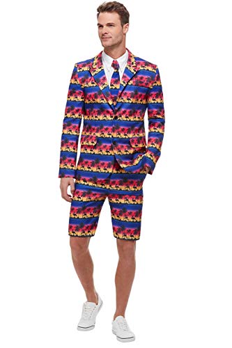 Smiffys 51037L Sunset Flamingo Suit, Men, Blue, L - Size 42"-44"
