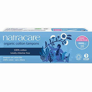Natracare Organic All Cotton Non-Applicator Tampons Super Plus - 12 x Packs of 20 (240 Tampons)
