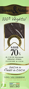 Saveurs et Nature Organic 70 Percent Cocoa Coconut Blossom Sugar Chocolate 100 g (Pack of 2)