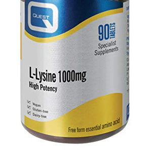 Quest L-Lysine 1000mg 90 Tablets (Pack of 4)