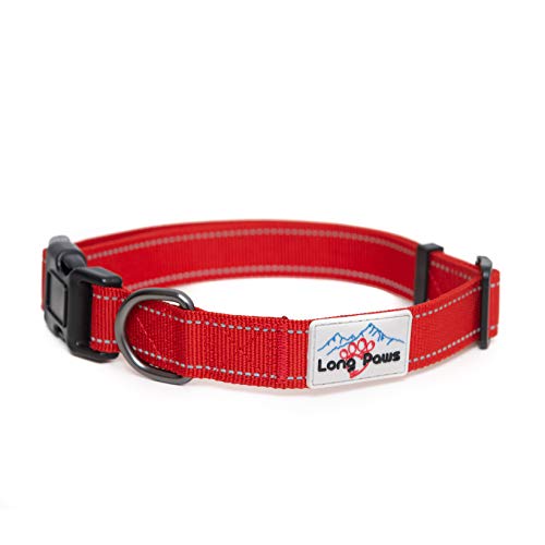 Long Paws Urban Trek Reflective Collar, Red, Small 28-42Cm, 2Cm Wide