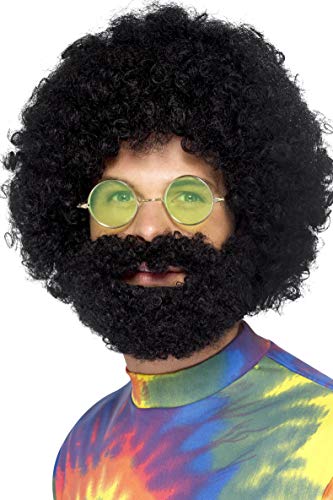 Smiffys Groovy Dude Afro Wig and Beard - Black