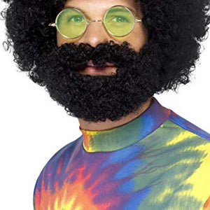 Smiffys Groovy Dude Afro Wig and Beard - Black
