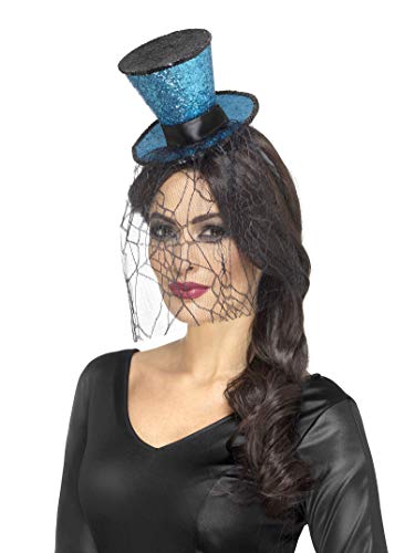 Smiffys 48058 Mini Gothic Top Hat On Headband, Blue, One Size
