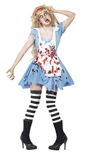 Smiffys Women's Zombie Malice Costume, Dress, Latex Chest, Apron & Headband, Size: S, Colour: Blue, 40059