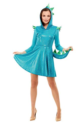 Smiffys 47769S Dragon Costume, Women, Blue, S - UK Size 08-10