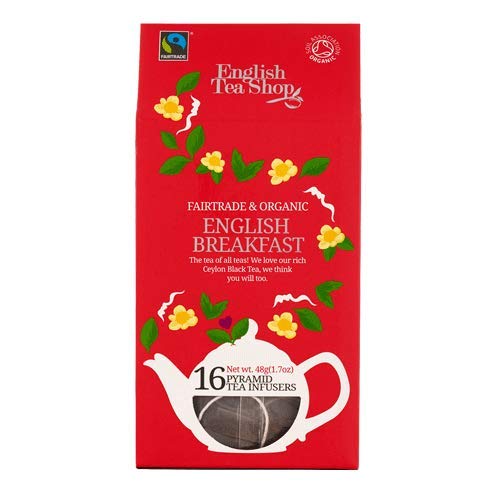 English Tea Shop Organic Fairtrade English Breakfast 16 Pyramid Tea Infusers 30 g (Pack of 6)