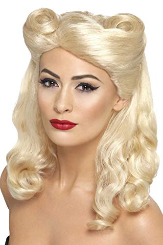 Smiffys 40's Pin Up Wig Blonde with Victory Rolls