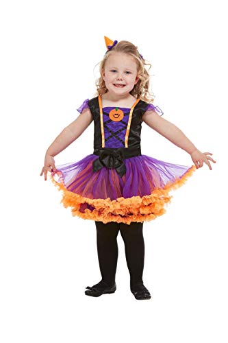 Smiffys 50795T2 Toddler Pumpkin Witch Costume, Girls, Orange, Age 3-4 Years