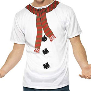 Smiffys Men's Snowman Instant Kit, T-Shirt, Hat and Carrot Nose, Size:M, Colour: White, 39836
