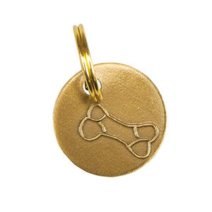 Long Paws Antique Gold Dog Tag With A Bone Design