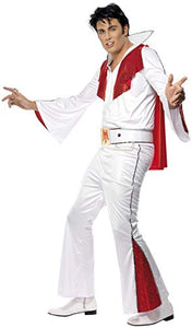 Smiffys Men's Elvis Costume, Shirt, Trousers, Cape & Belt, Size: M, Colour: White and Red, 29151