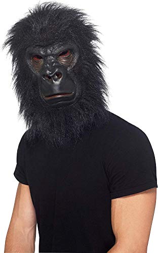 Smiffys Gorilla Mask with Hair Foam Latex - Black