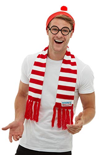 Smiffys 41534 Officially Licensed Where's Wally Kit, Unisex Adult, Red & White
