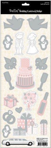 Ruby Rock-It BWC22 Wedding Foiled Cardstock Stickers 4.5 in. x 12 in.-Icons-Pink and White With Silver