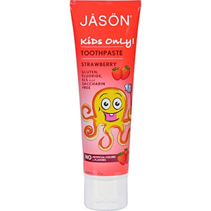Kids Only! Natural Toothpaste, Strawberry, 4.2 oz (119 g) - Jason Natural