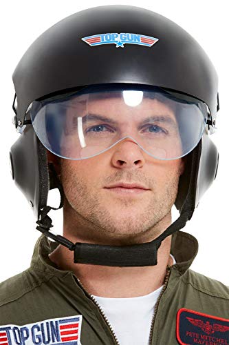 Smiffys 42961 Officially Licensed Top Gun Deluxe Helmet, Men, Black, One Size