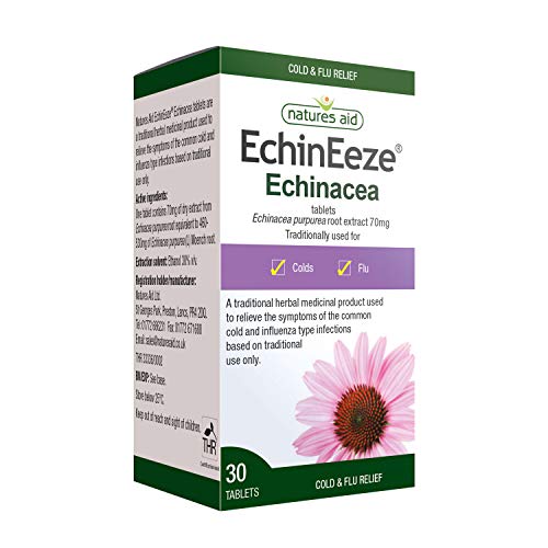 Natures Aid EchinEeze Echinacea, Relief of Symptoms of the Common Cold, Vegan, 30 Tablets