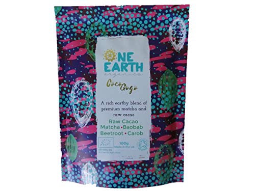 One Earth Organics Coco Gogo Superfood Blend, 100g, Matcha Green Tea (25%) and Raw Cacao | Focus | Clarity | Energy