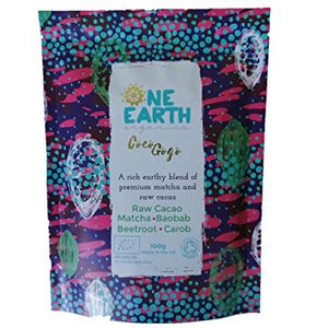 One Earth Organics Coco Gogo Superfood Blend, 100g, Matcha Green Tea (25%) and Raw Cacao | Focus | Clarity | Energy