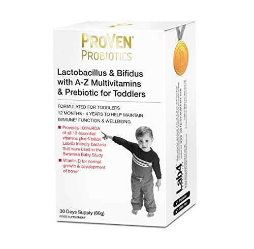 Proven Probiotics Lactobacillus & Bifidus Powder with A-Z Multivitamins & Prebiotics for Toddlers
