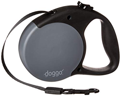 Doggo Everyday Retractable Dog Lead With Soft Grip Handle, Grey, Small | Doggo