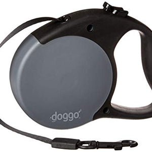 Doggo Everyday Retractable Dog Lead With Soft Grip Handle, Grey, Small | Doggo