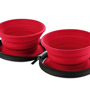 Silicone Travel Bowl With Bag List 750 Ml Red  Pack Of 2 | Hunter