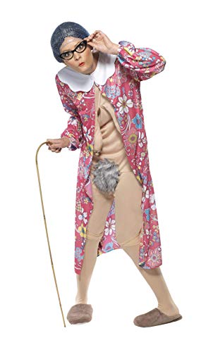 Smiffys Adult Unisex Gravity Granny Costume, Dressing Gown and Bodysuit, Funny Side, Serious Fun, Size: M, 39343